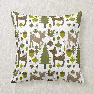 Green + Brown Deer Pillow