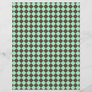 Green Brown Diamond Chequered Pattern Custom Letterhead