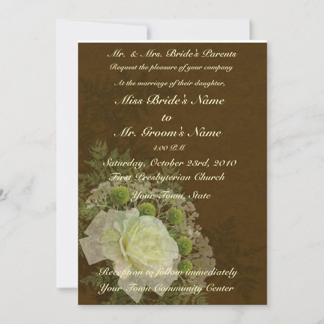 Green Brown Elegant Wedding Invitation (Front)