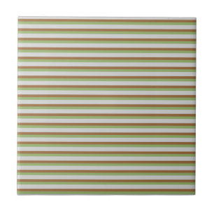 Green Brown Horizontal Stripe Pattern Ceramic Tile