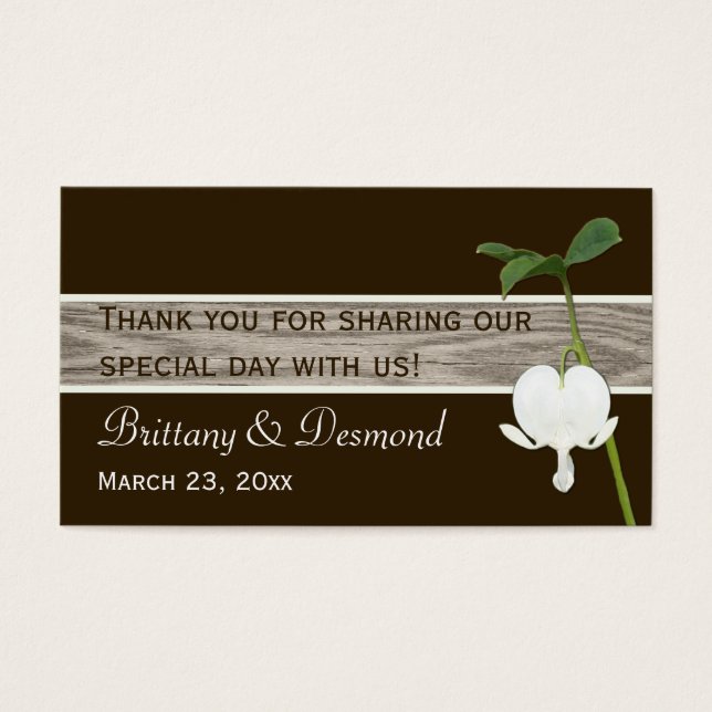 Green Brown Ivory Bleeding Heart Favour Tag (Front)