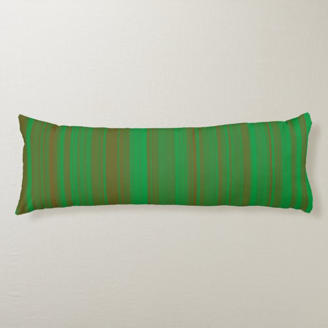 Green Brown Stripes Body Cushion (Front)