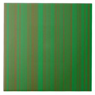 Green Brown Stripes Ceramic Tile