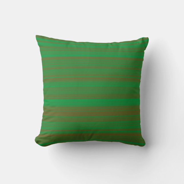 Green Brown Stripes Cushion (Front)