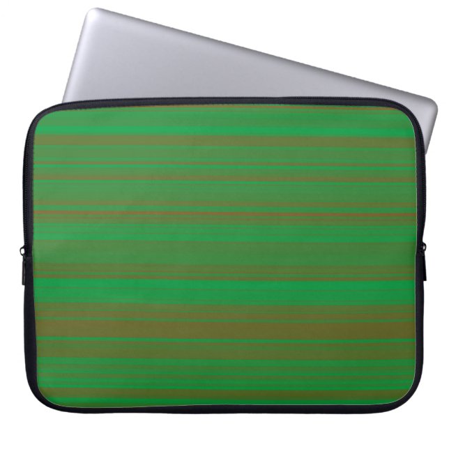 Green Brown Stripes Laptop Sleeve (Front)