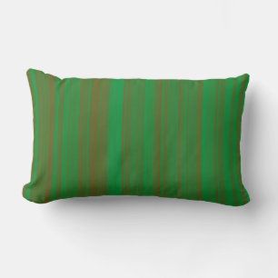 Green Brown Stripes Lumbar Cushion