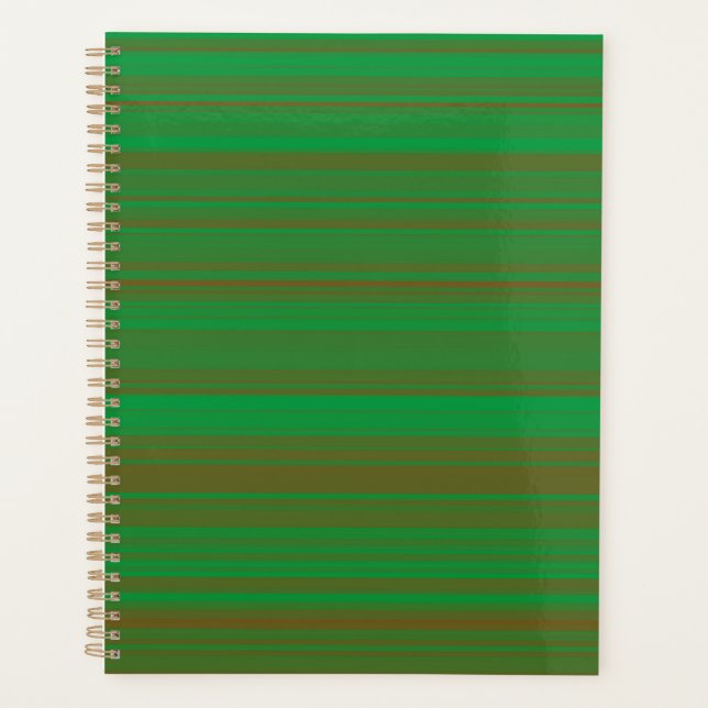 Green Brown Stripes Planner (Front)
