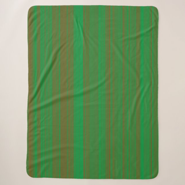 Green Brown Stripes Sherpa Blanket (Front)