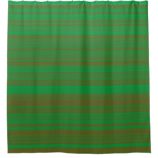 Green Brown Stripes Shower Curtain (Front)