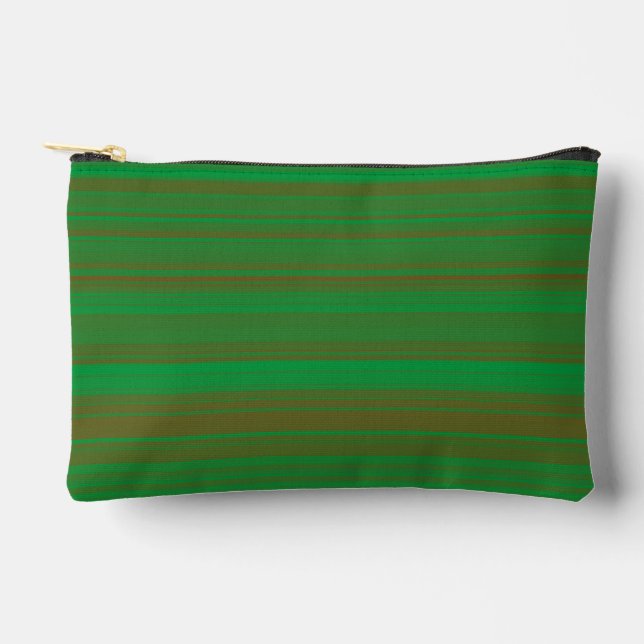 Green Brown Stripes Small Accessory Pouch (Front)