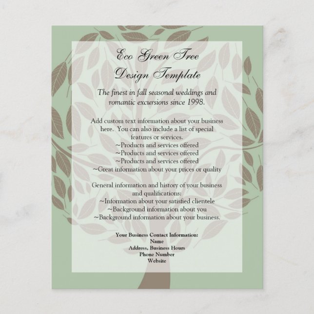 Green/Brown Stylised Eco Tree Recycled Paper Flyer (Front)