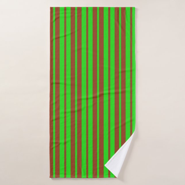 Green Brown Stylish Stripes Pattern Design  Bath Towel (Bath Towel)