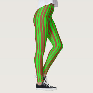 Green Brown Stylish Stripes Pattern Design  Leggings
