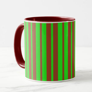 Green Brown Stylish Stripes Pattern Design Mug