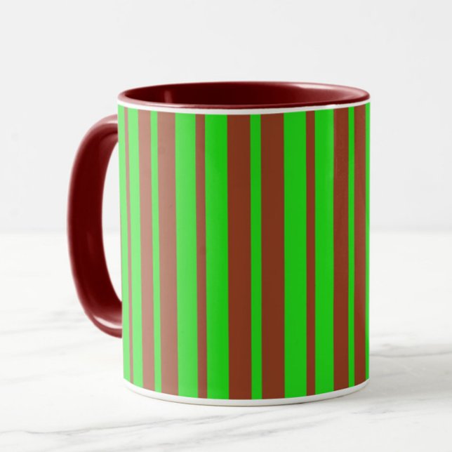 Green Brown Stylish Stripes Pattern Design  Mug (Creator Uploaded)