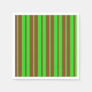 Green Brown Stylish Stripes Pattern Design Napkin