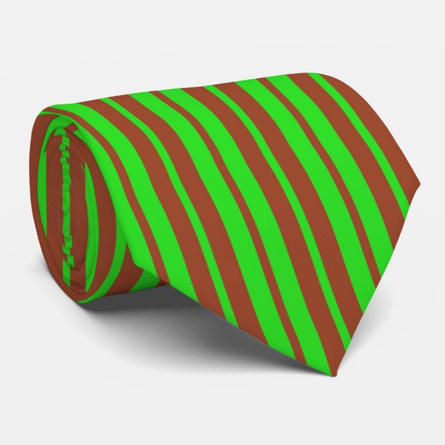 Green Brown Stylish Stripes Pattern Design  Tie (Creator Uploaded)
