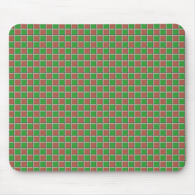 Green & Brown Tiles Mouse Pad (Front)