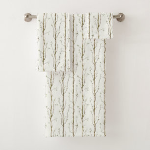 Green Brown Trees Bath Towel Set