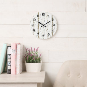 Green Brown Trees Large Clock