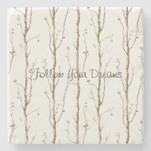 Green Brown Trees   Stone Coaster