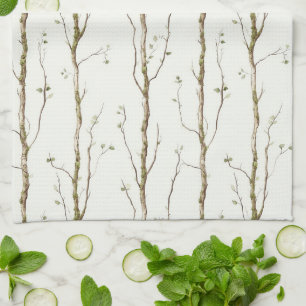 Green Brown Trees   Tea Towel