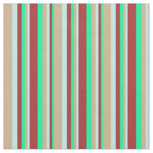 Green, Brown, Turquoise, and Tan Stripes Fabric
