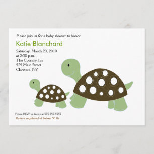 Green & Brown  Turtle Modern 5x7 Baby Shower Invitation