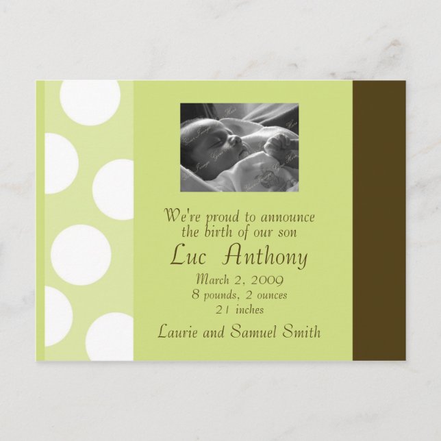 Green Brown White Dots Postcard (Customisable) (Front)