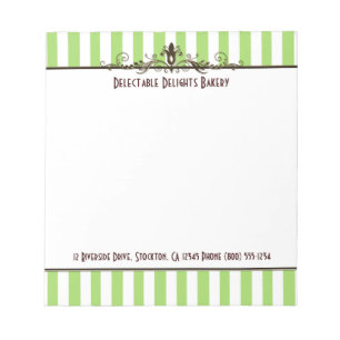 Green, Brown, White, Striped & Scrolled Notepad