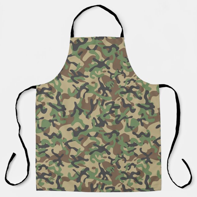 Green Brown Woodland Camouflage Apron (Front)