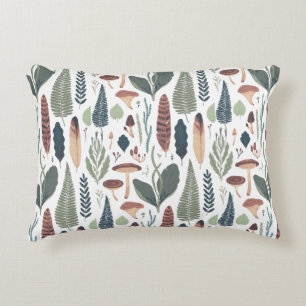 Green & Brown Woodland Foliage Pattern Decorative Cushion