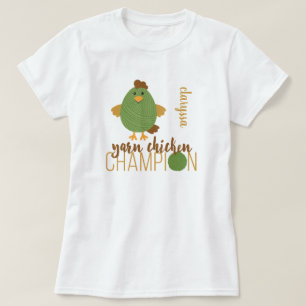 Green & Brown Yarn Chicken Champion T-Shirt