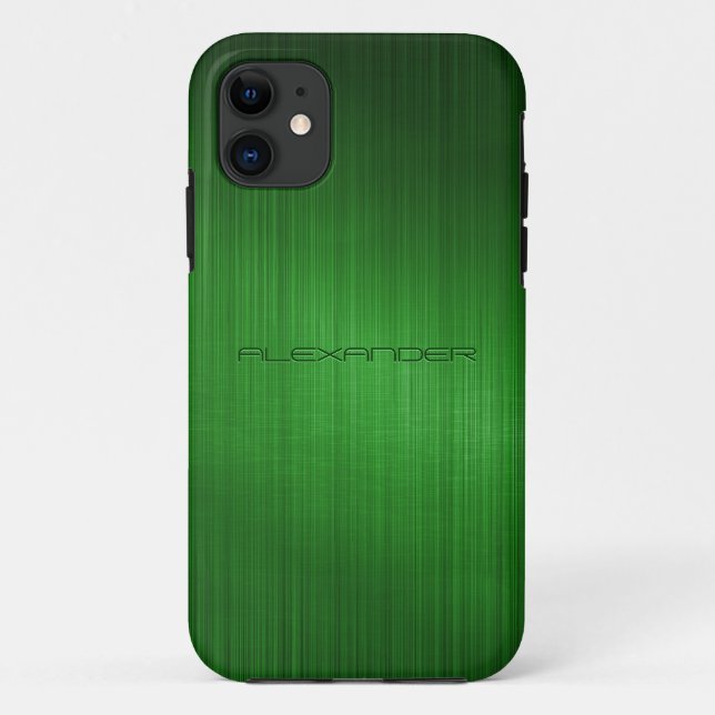 Green Brushed Aluminium Metal Look-Monogram Case-Mate iPhone Case (Back)