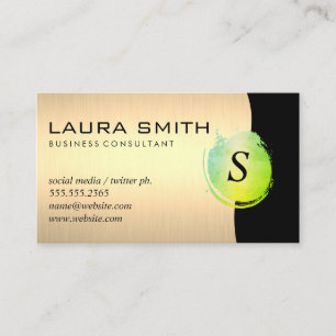 Green Brushed Gold Metallic Black Business Card