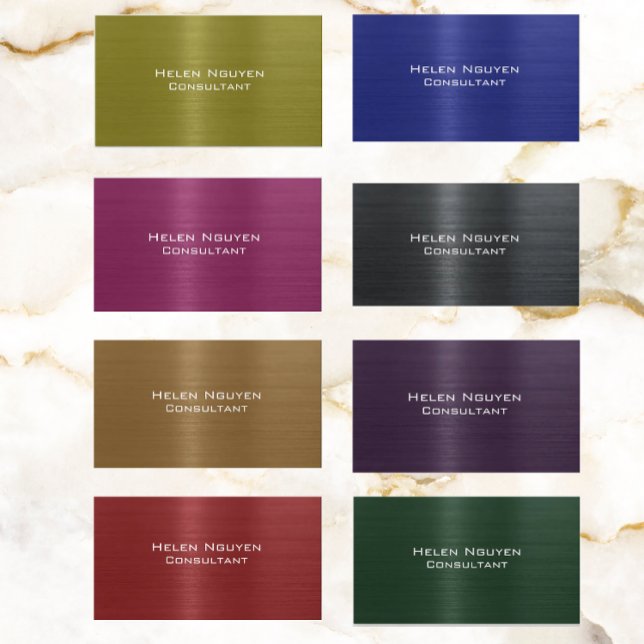 Green Brushed Metal Metallic Stainless Steel Business Card (Creator Uploaded)