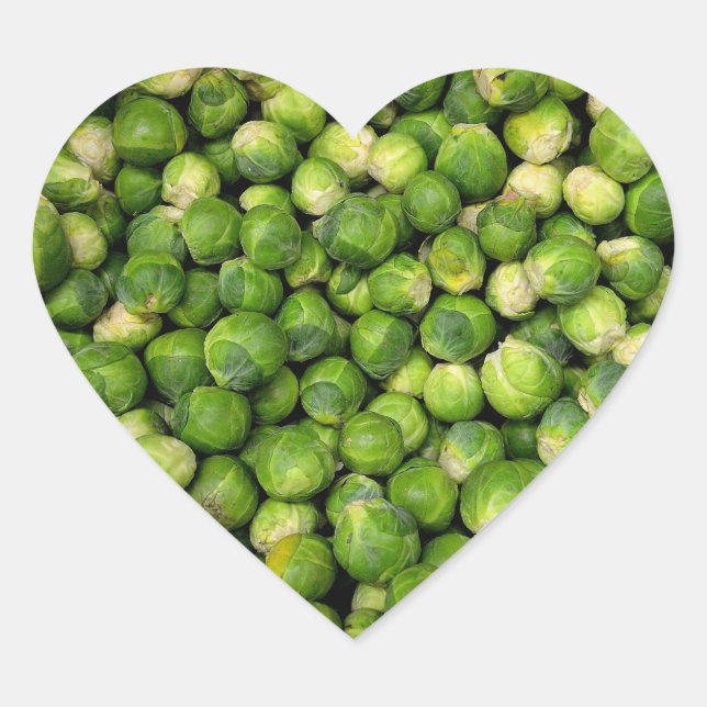 Green Brussels sprout vegetable pattern Heart Sticker (Front)