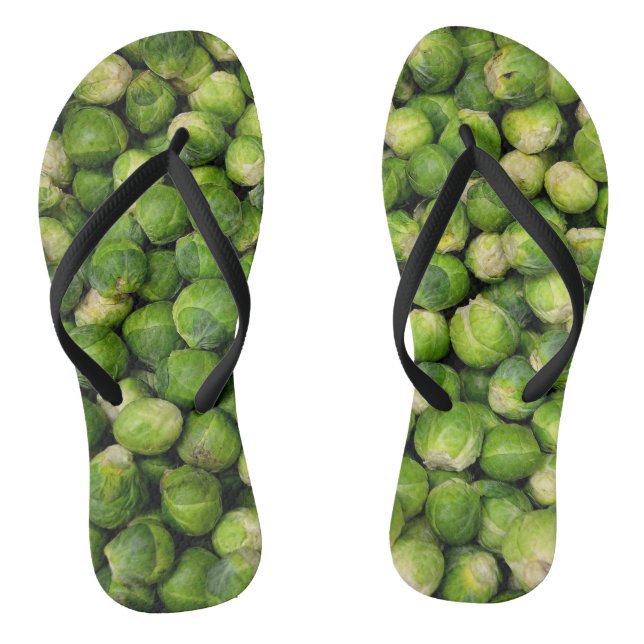 Green Brussels sprout vegetable pattern Thongs (Footbed)
