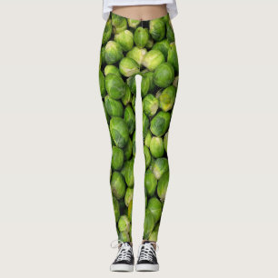Green Brussels Sprouts Pattern Funny Vegetable Leggings