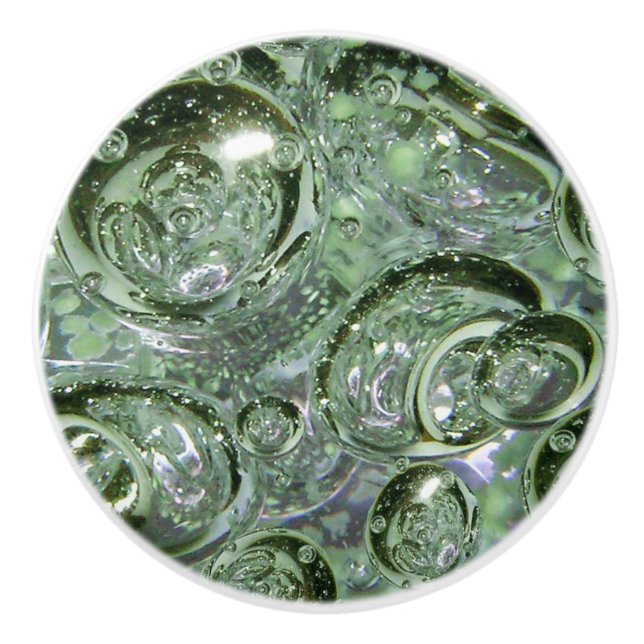 Green Bubble Glass Ceramic Knob (Front)