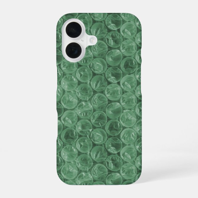Green bubble wrap pattern iPhone 16 case (Back)