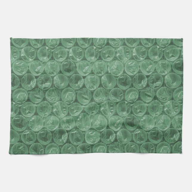 Green bubble wrap pattern tea towel (Horizontal)