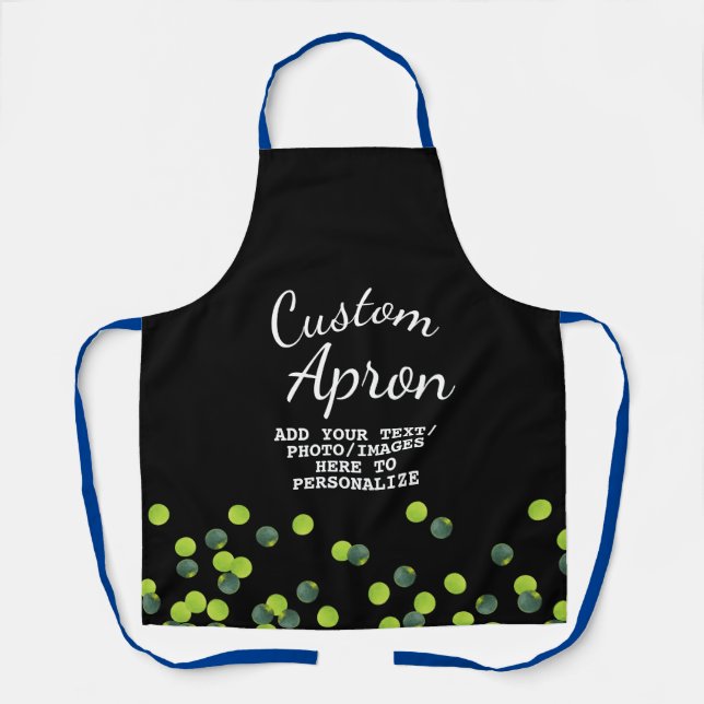 Green Bubbles on Black Premium Custom Personalised Apron (Front)