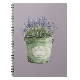 Green Bucket Lavender Flowers Notebook