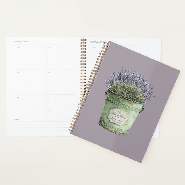 Green Bucket Lavender Flowers Planner (Display)