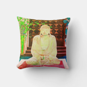 Green Buddah Throw Pillow