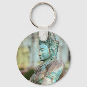 Green Buddha statue Cambodia Key Ring