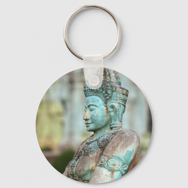 Green Buddha statue Cambodia Key Ring (Front)