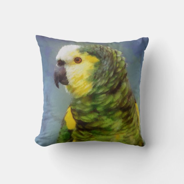 Green Budgerigar Cushion (Front)