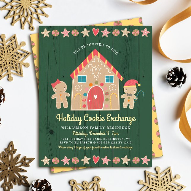 Green Budget Gingerbread Cookie Exchange Invite  (Creator Uploaded)